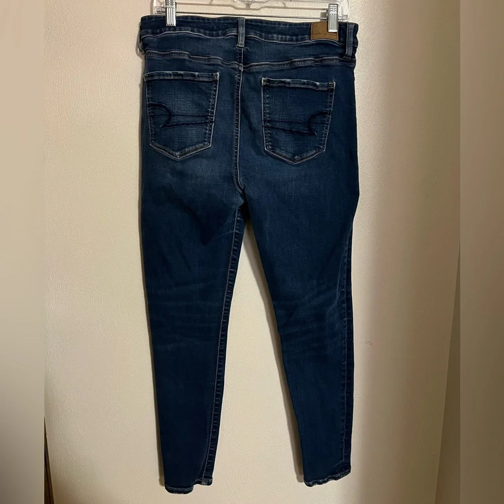 AMERICAN EAGLE Super Stretch Skinny Denim Jeans Dark Wash Women's Size 14 Reg‎